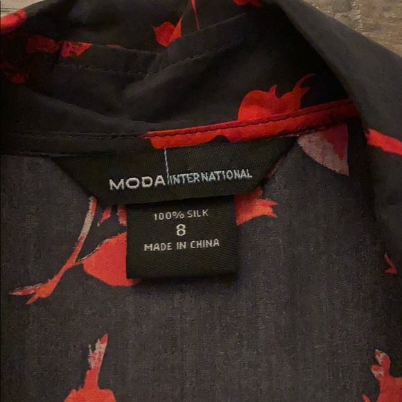 100% Silk MODA International Roses Dress - Picture 6 of 7